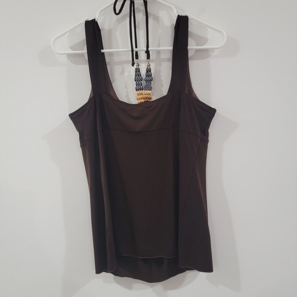 Vintage Y2K Iz Byer Babydoll Top Size Large Brown Halter Beaded